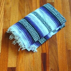 Purple and Black Mexican Style Throw Blanket